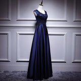 Simple A line Satin Long Prom Dresses HZ1023