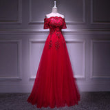 A line Red Long Prom Dresses HZ1023
