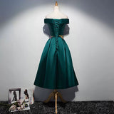 A line Dark Green Prom Dresses Short Bridesmaid Dress HZ1023