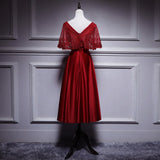 A line Red Prom Dresses Short Bridesmaid Dress HZ1023