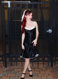 Cute A Line Strapless Black Satin White Tulle Short Cocktail Dresses Homecoming Dresses HZ1023