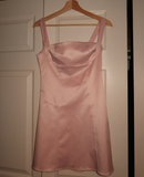 Cute Sheath Spaghetti Strap Light Pink Satin Short Homecoming Dress Birthday Dress HZ1023