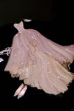 Pink A Line Sweetheart Neck Appliques Tulle Prom Dress Party Dress HZ1023
