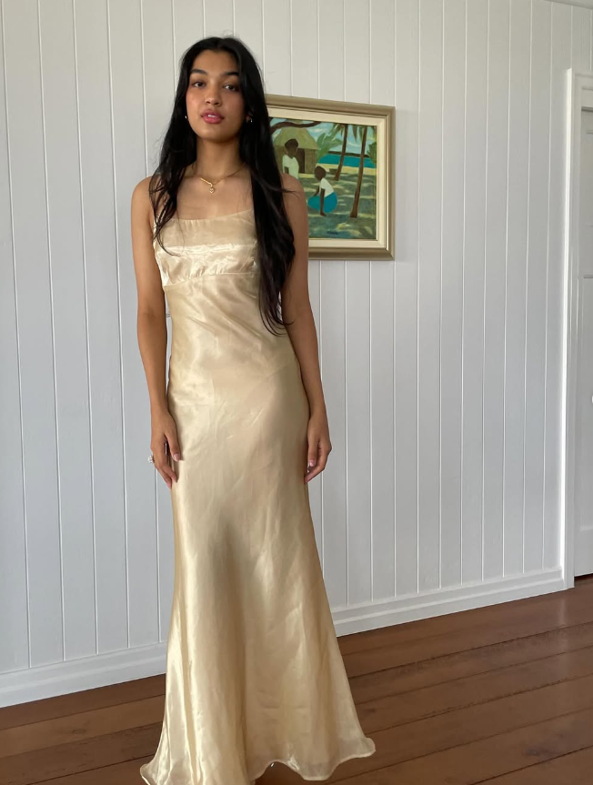 Simple Sheath Spaghetti Strap Satin Open Back Evening Dress Party Dress HZ1023