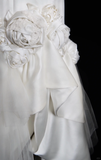Gentle Mermaid Halter White Floral Satin Tulle Long Wedding Dress HZ1023