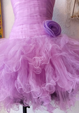 Vintage A Line Sweetheart Rhinestone Tulle Short Homecoming Dress Birthday Dress HZ1023
