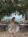 Cute A Line Sweetheat Neck Print Floral Blue Satin Long Prom Dress Evening Dress HZ1023