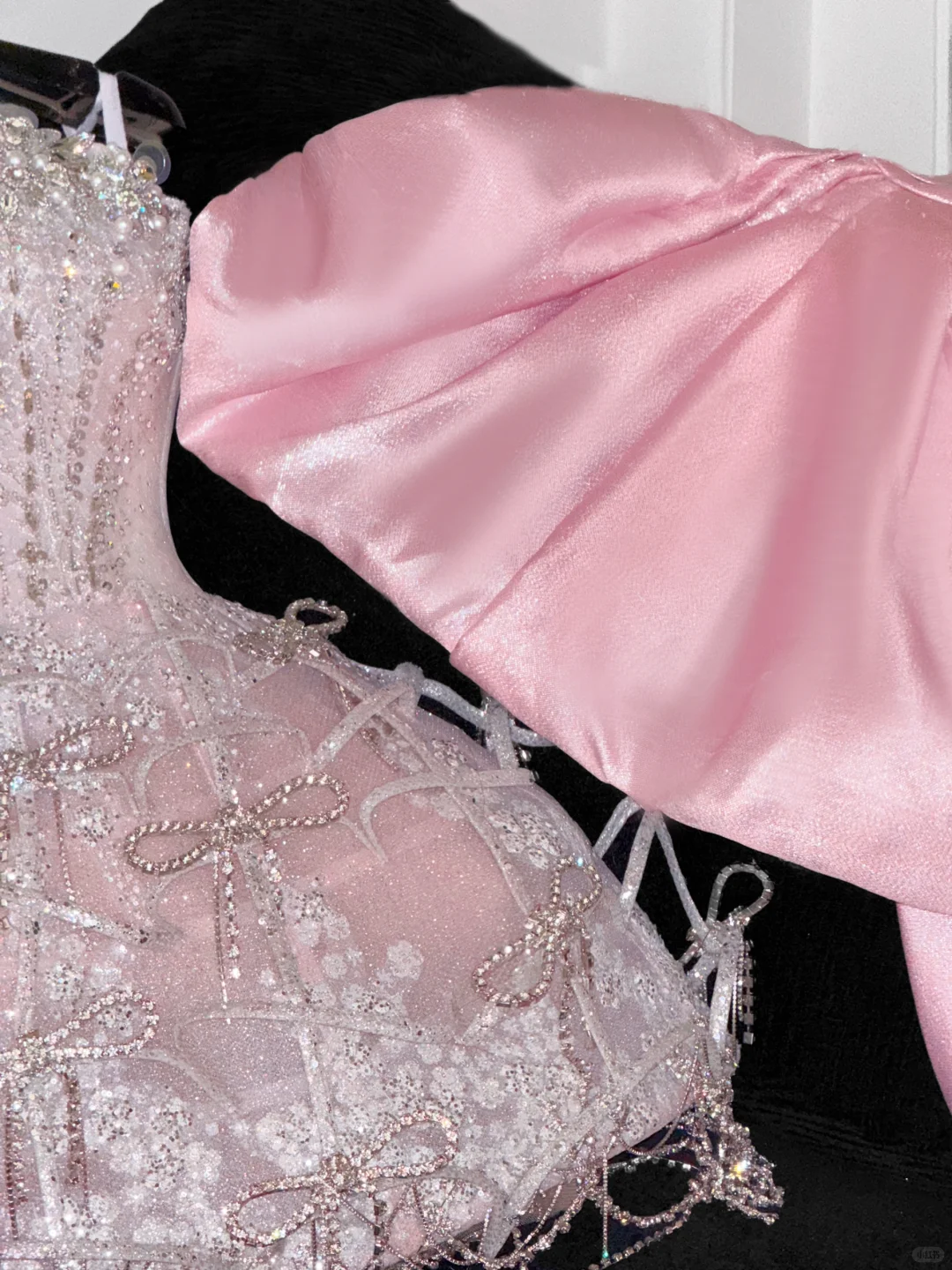 Pink Bow A Line Strapless Silver Sequin Beaded Tulle Homecoming Dress Party Dress HZ1023