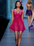 Hot Pink A Line V Neck Chiffon Short Homecoming Dress Birthday Dress HZ1023