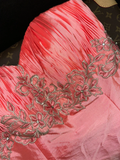 Vintage Mermaid Sweetheart Neck Beaded Satin Party Dress Evening Dress HZ1023