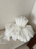 Cute A Line Strapless White Tulle Short Homecoming Dress Birthday Dress with Bow HZ1023