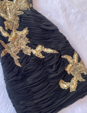 Sheath One Shoulder Appliques Sequins Black Chiffon Short Homecoming Dress HZ1023
