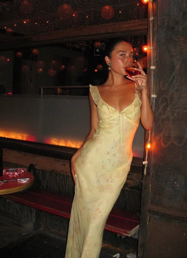 Light Yellow Sheath Straps Ruffle Print Floral Chiffon Evening Dress Outfits HZ1023