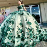 Red Off The Shoulder 3D Flowers Sweet 16 Party Dress Quinceanera Dresses HZ1023
