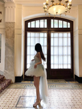Baby Blue A Line Sweetheart Neck Tulle Short Homecoming Dress Birthday Dress with Bow HZ1023