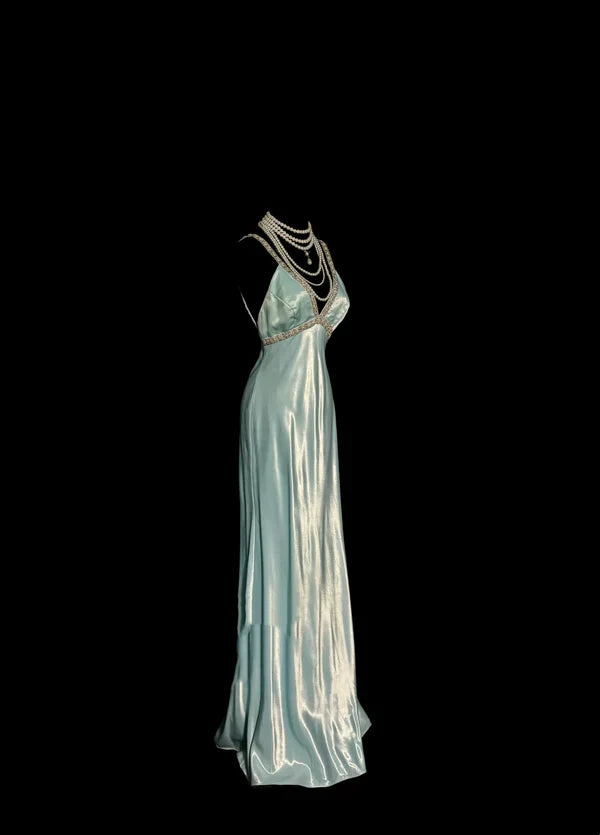 Vintage Sheath Straps Light Sky Blue 90s Long Prom Dresses Party Dress 20th Birthday Outfits Graduation Dresses HZ1023