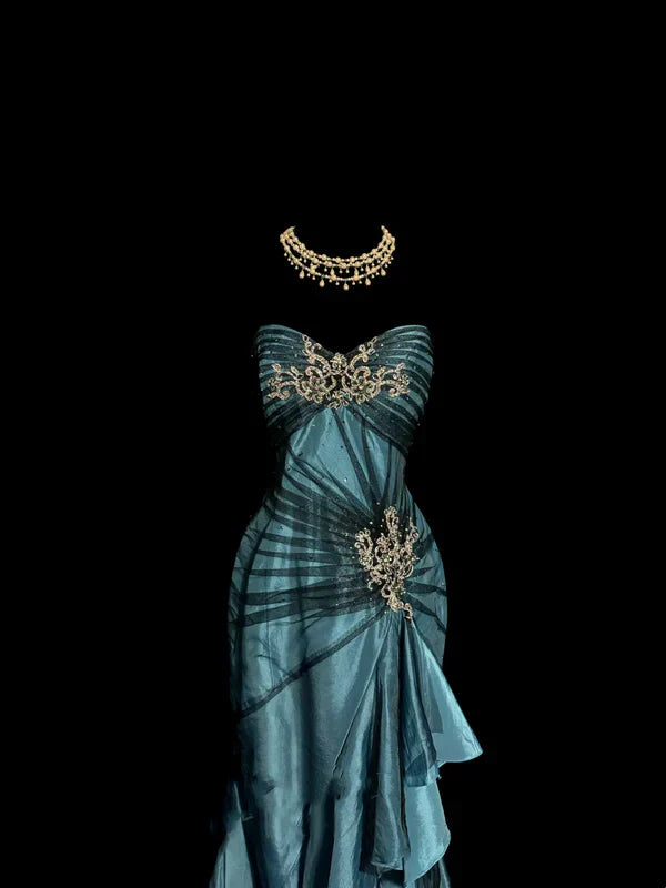 Vintage Mermaid Sweetheart 1950s Retro Classy Satin Long Prom Dresses Party Dress 21st Birthday Outfits Graduation Dresses HZ1023