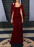 Beautiful Mermaid Buegundy Velvet Long Prom Dress HZ1023