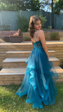 Beautiful Applique Tulle Prom Dress Elegant Evening Dress HZ1023