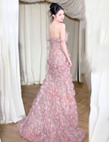 Romantic A Line Off the Shoulder Floral Tulle Prom Dress 16th Birthday Dress HZ1023