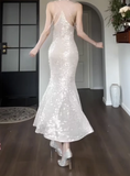 Shiny Mermaid Spaghetti Strap Sequin Prom Dress Evening Dress Party Dress HZ1023