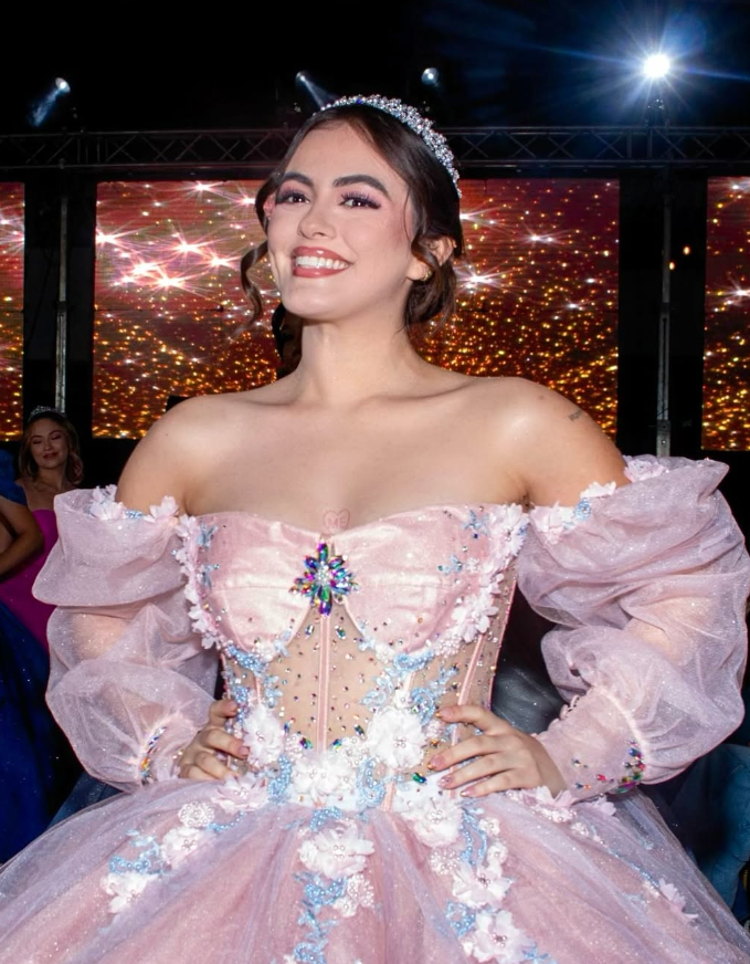 Romantic Poofy Pink Floral Wedding Dresses Off the Shoulder Ball Gown Quinceanera Dress HZ1023