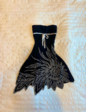 Exquisite Floral Beaded A Line Strapless Black Satin Short Homecoming Dress Outfits HZ1023