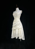 Vintage A Line Sweetheart Neck Beaded White Satin Short Homecoming Dress Cocktail Dress HZ1023