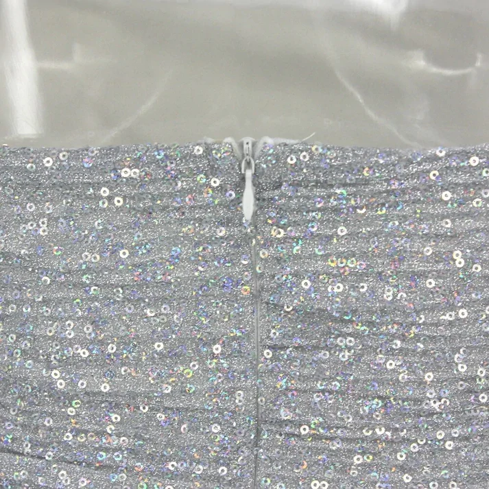 Strapless Silver Short Homecoming Dress With Side Ruffules Mini Party Dress HZ1023