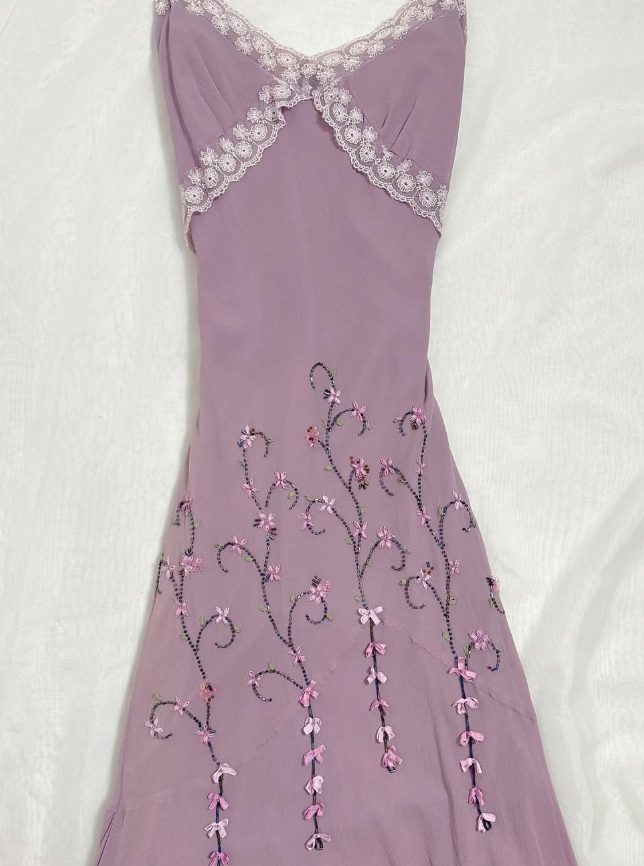 Vintage A Line Spaghetti Straps Beaded Purple Chiffon Prom Dress Party Dress HZ1023