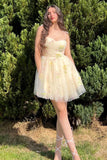 A Line Short Floral Embroidery Homecoming Dress HZ1023