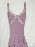 Vintage A Line Spaghetti Straps Beaded Purple Chiffon Prom Dress Party Dress HZ1023
