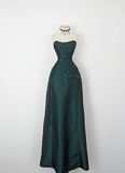 Vintage A Line Sweetheart Neck Green Beaded Satin Long Evening Dress Party Dress HZ1023