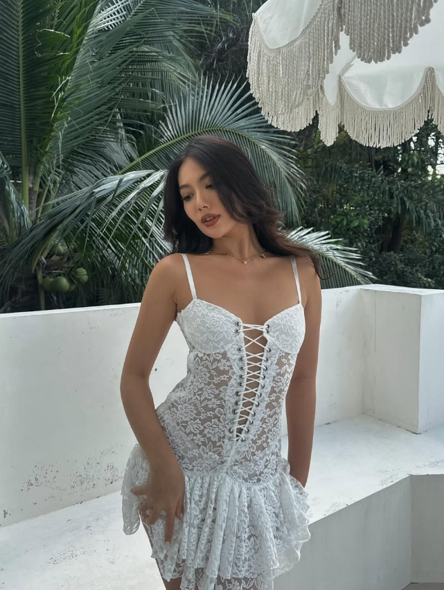 Sexy A Line Spaghetti Strap White Lace Short Homecoming Dress Birthday Dress HZ1023
