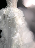 3D Flower White A Line Sweetheart Neck Rhinestone Tulle Long Prom Dress HZ1023