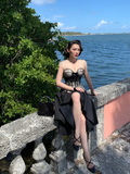 Vintage A Line V Neck Corset Black Lace Satin Short Prom Dress Party Dress HZ1023
