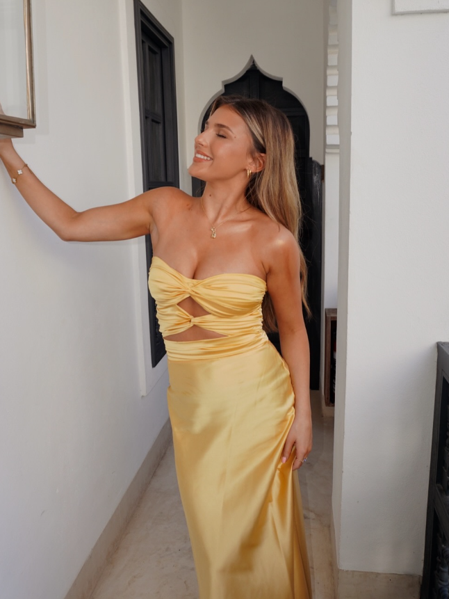 Sweet Strapless Satin A Line Prom Dress Long Party Evening Dress HZ1023