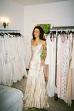 Simple A Line Spaghetti Strap Light Champagne Satin Evening Dress Party Dress HZ1023