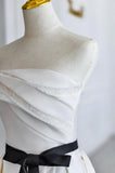 White A Line Strapless Sequins Satin Prom Dress Formal Evening Dress HZ1023