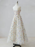 A Line Sweetheart Neck Tulle Lace Flower Long Prom Dress Formal Dress HZ1023