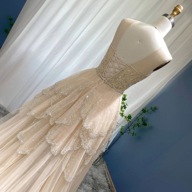 Beaded Floral Petal Tiered Fairy Dress Prom Dress HZ1023