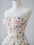 A Line Sweetheart Neck Tulle Lace Flower Long Prom Dress Formal Dress HZ1023
