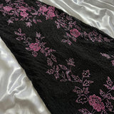 Black Retro Elegant Pink Beaded Chiffon Prom Dress Evening Dress Birthday Party Dress HZ1023