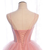 A Line Spaghetti Strap Tulle Prom Dress Evening Dress Seep Train HZ1023