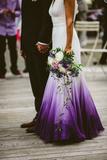 V neck Ombre Formal Prom Dress, A Line Wedding Party Gown HZ1023