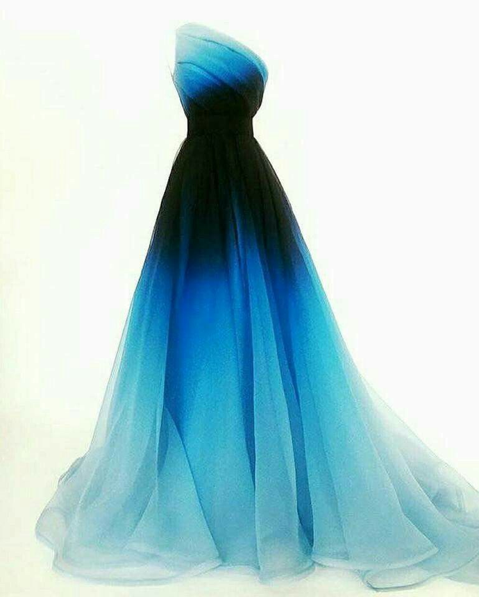 Blue Ombre One Shoulder Ruched Prom Dress HZ1023