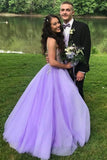 A-Line V-Neck Sweep Train Beaded Prom Dress HZ1023