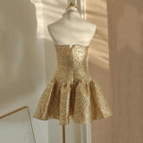 Cute A Line Strapless Satin Short Homecoming Dress Birthday Dress HZ1023