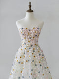 Beautiful A Line Sweetheart Tulle Lace Flower Long Prom Dresses HZ1023