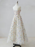 Beautiful A Line Sweetheart Tulle Lace Flower Long Prom Dresses HZ1023